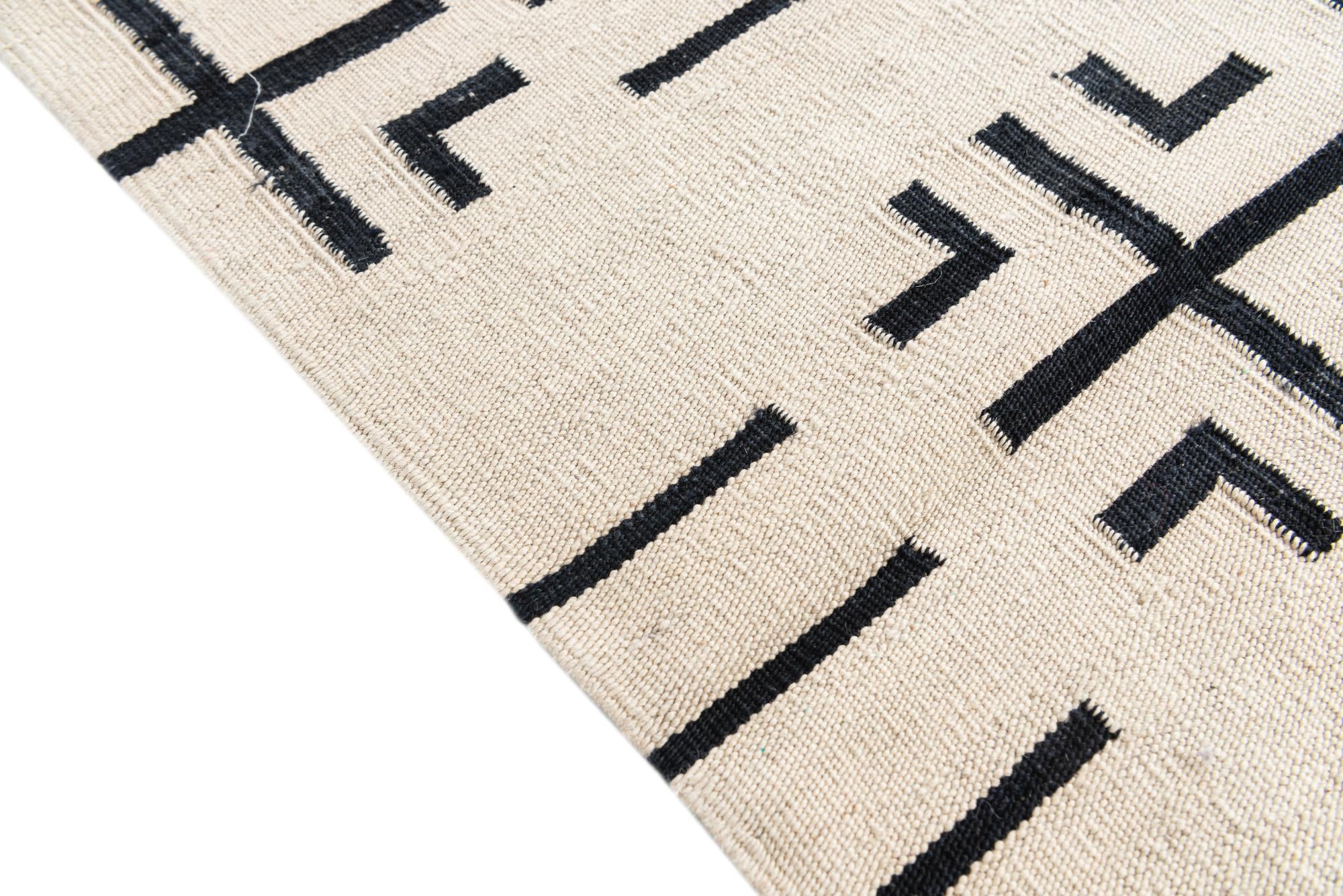 5' 3 x 6' 6 Hand Woven Kilim Modern Wool Square Rug