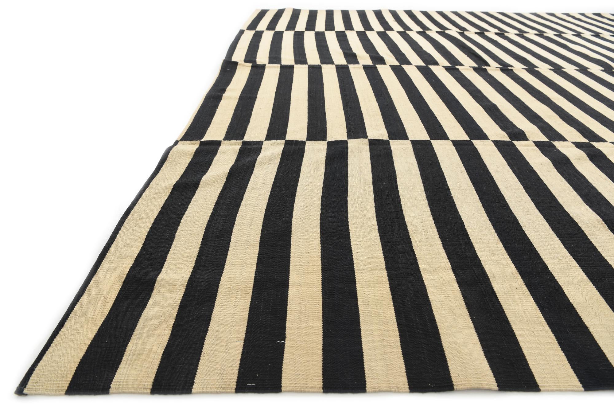 11' x 12' 3 Hand Woven Kilim Modern Wool Square Rug