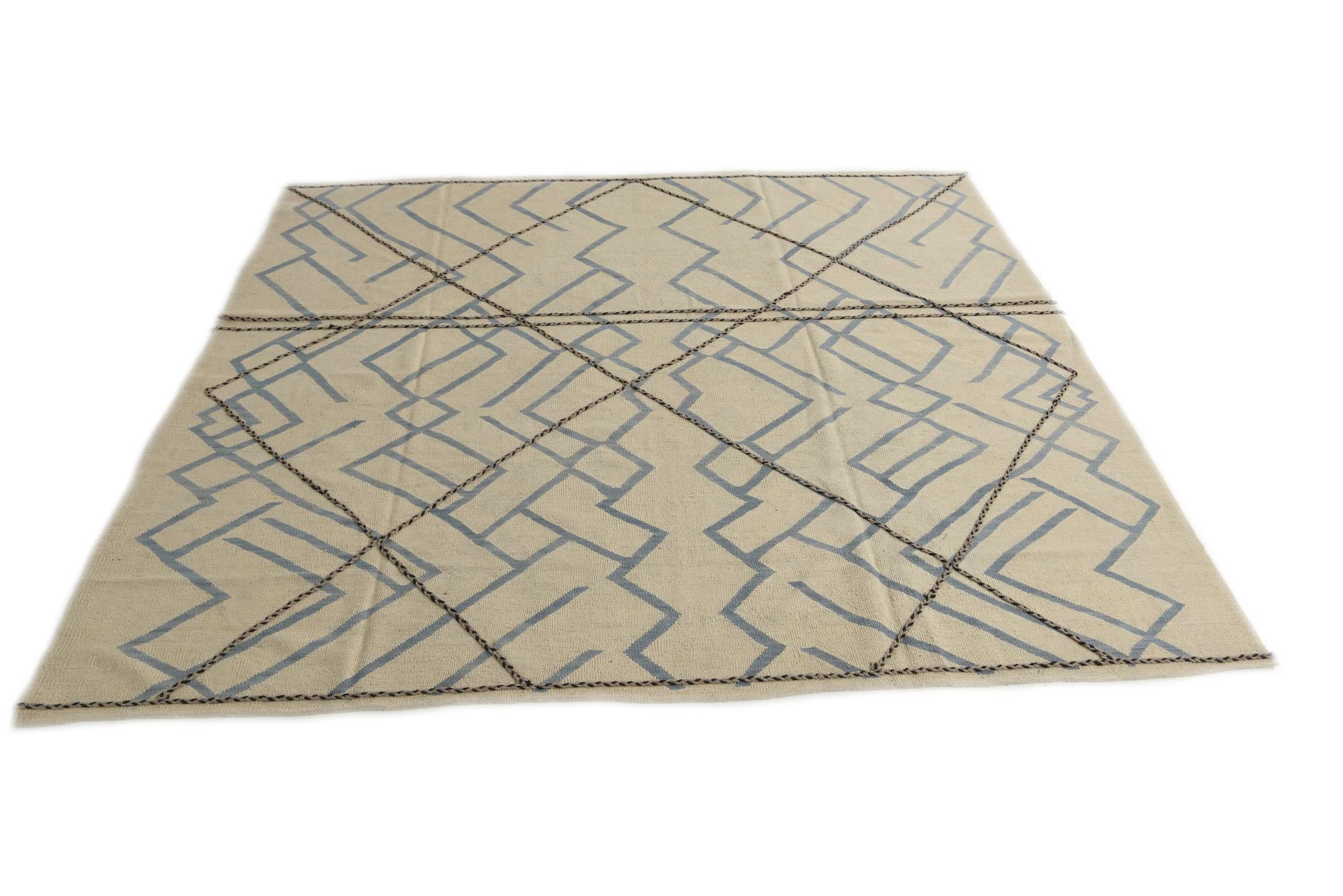 8' 3 x 8' 5 Hand Woven Kilim Modern Wool Square Rug