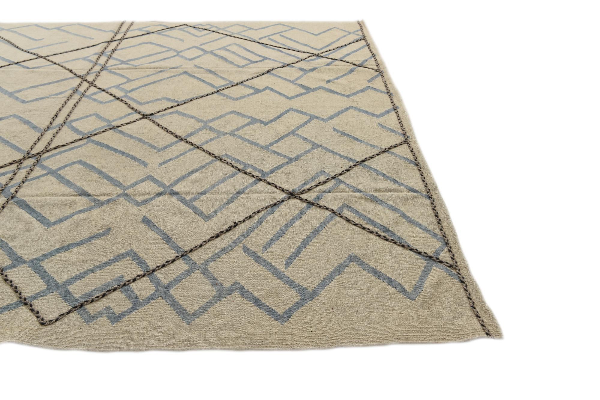 8' 3 x 8' 5 Hand Woven Kilim Modern Wool Square Rug