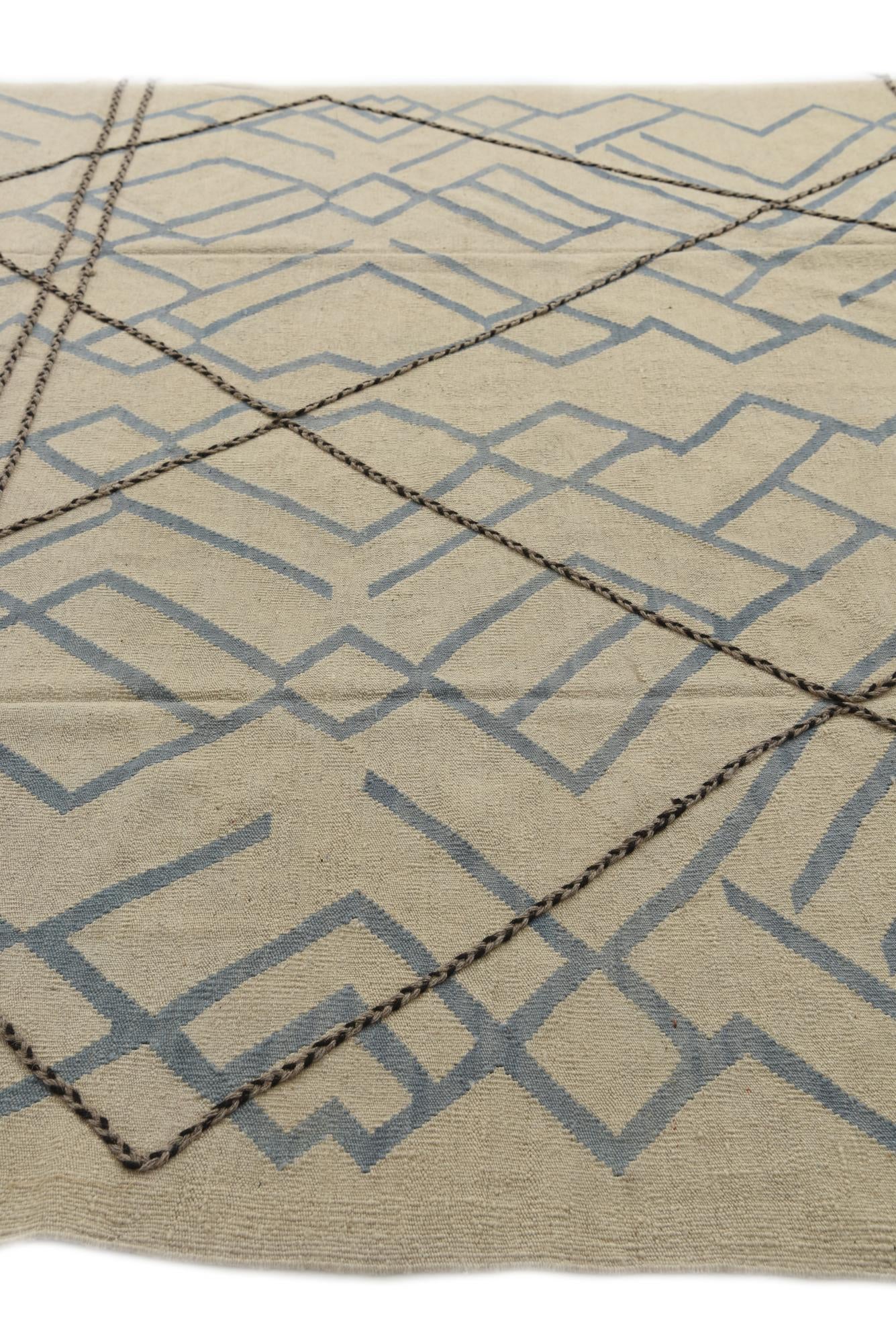 8' 3 x 8' 5 Hand Woven Kilim Modern Wool Square Rug
