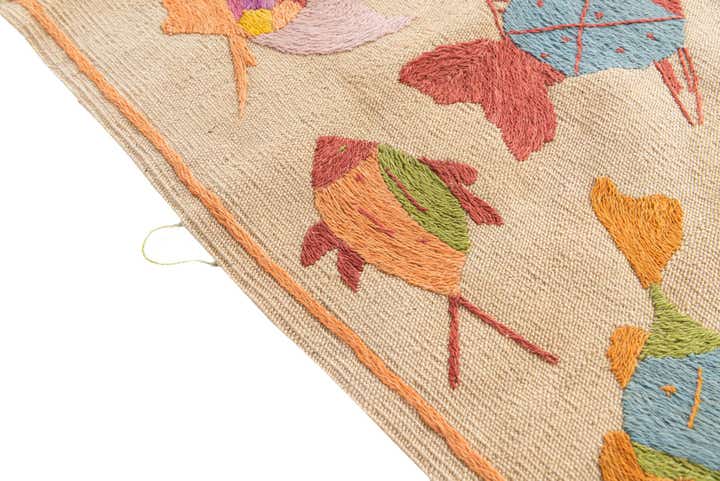 5' x 5' 10 Hand Woven Kilim Suzani Wool Square Rug