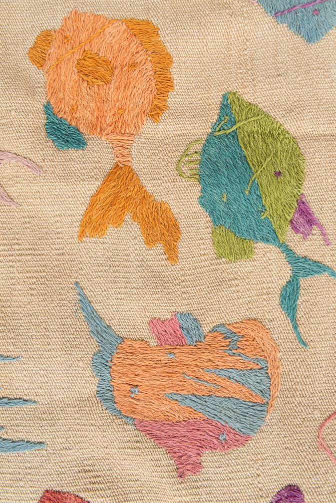 5' x 5' 10 Hand Woven Kilim Suzani Wool Square Rug