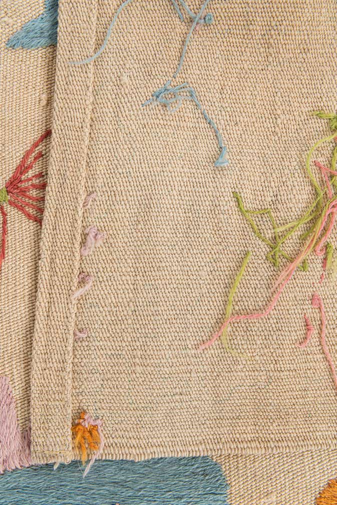 5' x 5' 10 Hand Woven Kilim Suzani Wool Square Rug