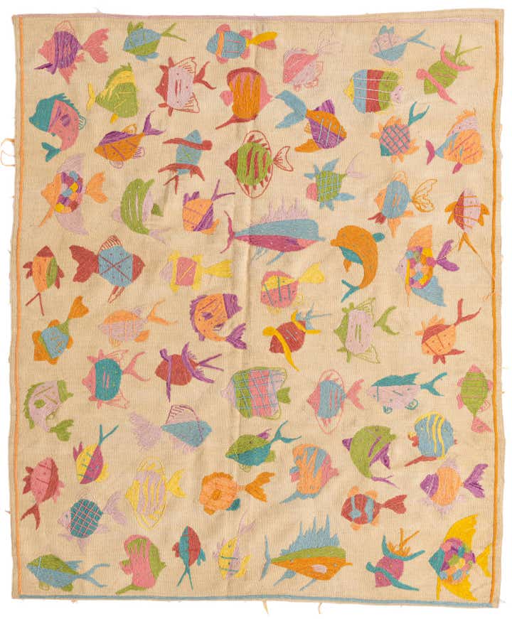 5' x 5' 10 Hand Woven Kilim Suzani Wool Square Rug