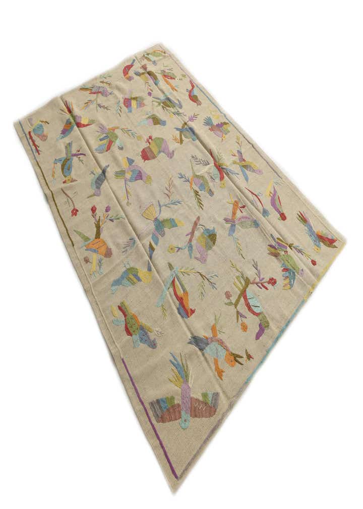5' 6 x 6' 6 Hand Woven Kilim Suzani Wool Square Rug