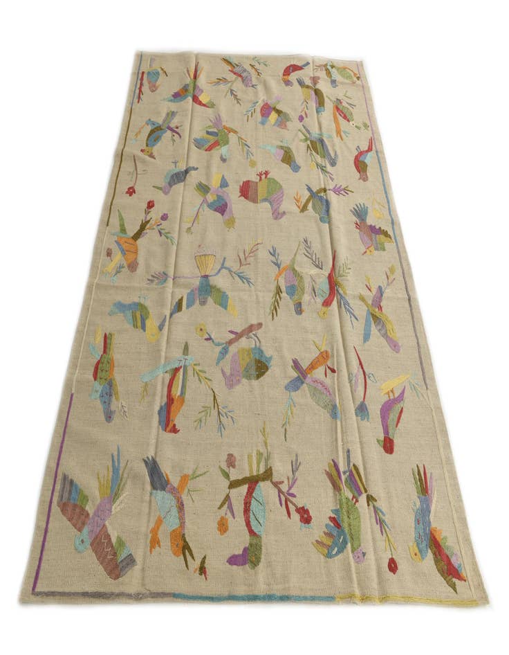 Detail image of 5' 6 x 6' 6 Hand Woven Kilim Suzani Wool Square Rug