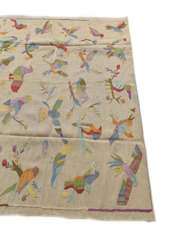 Detail image of 5' 6 x 6' 6 Hand Woven Kilim Suzani Wool Square Rug
