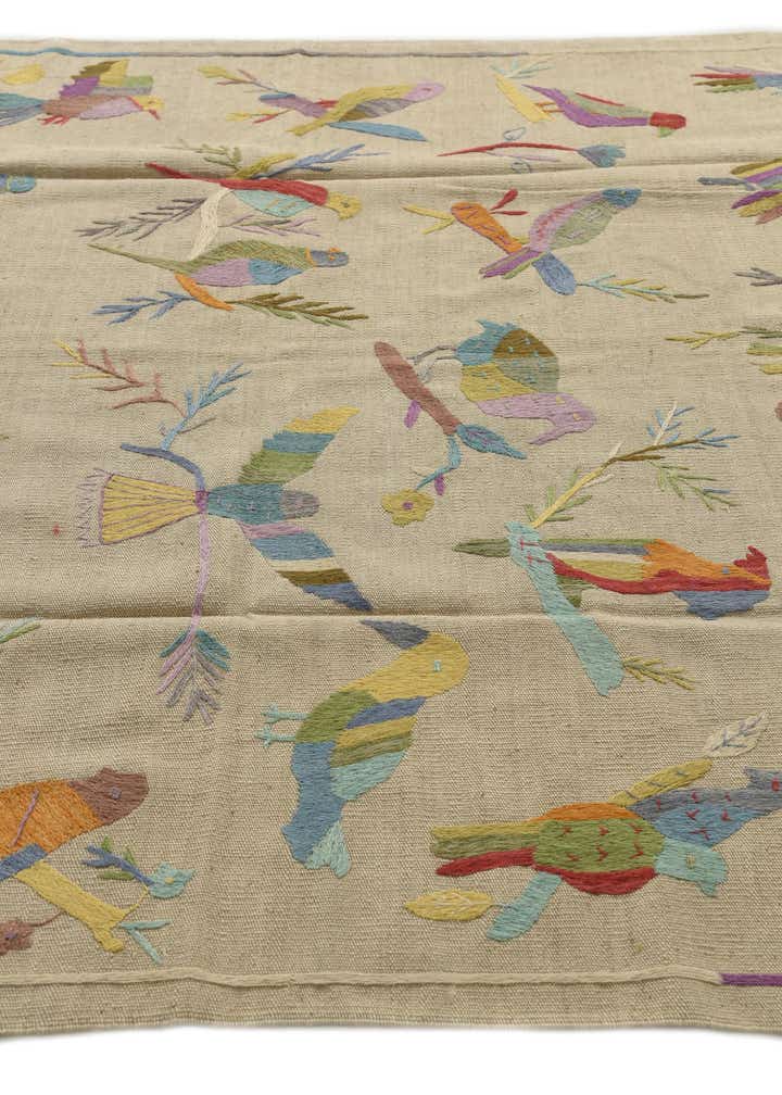 5' 6 x 6' 6 Hand Woven Kilim Suzani Wool Square Rug