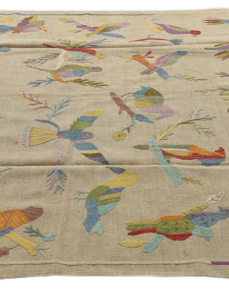 Detail image of 5' 6 x 6' 6 Hand Woven Kilim Suzani Wool Square Rug