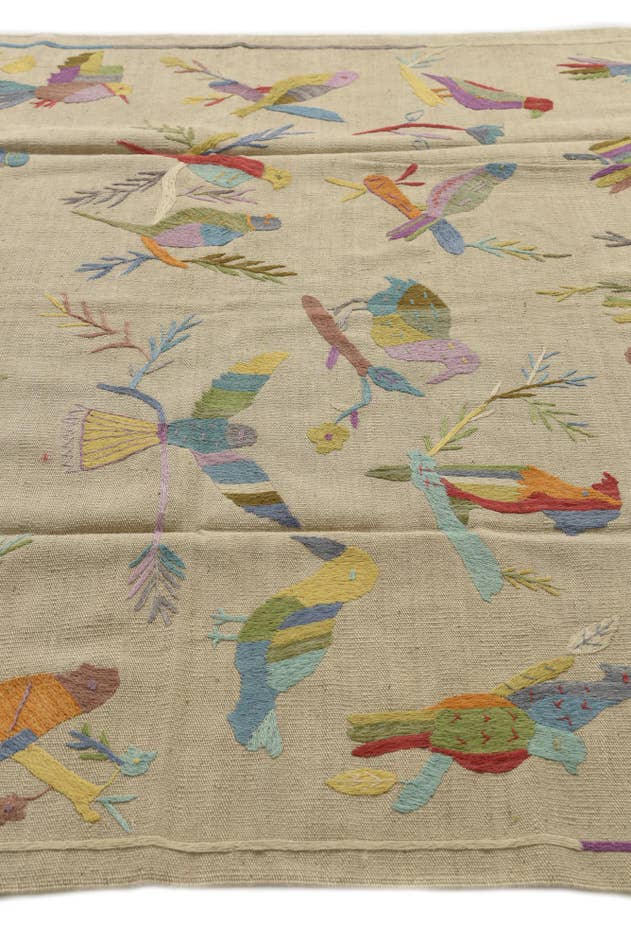 Detail image of 5' 6 x 6' 6 Hand Woven Kilim Suzani Wool Square Rug