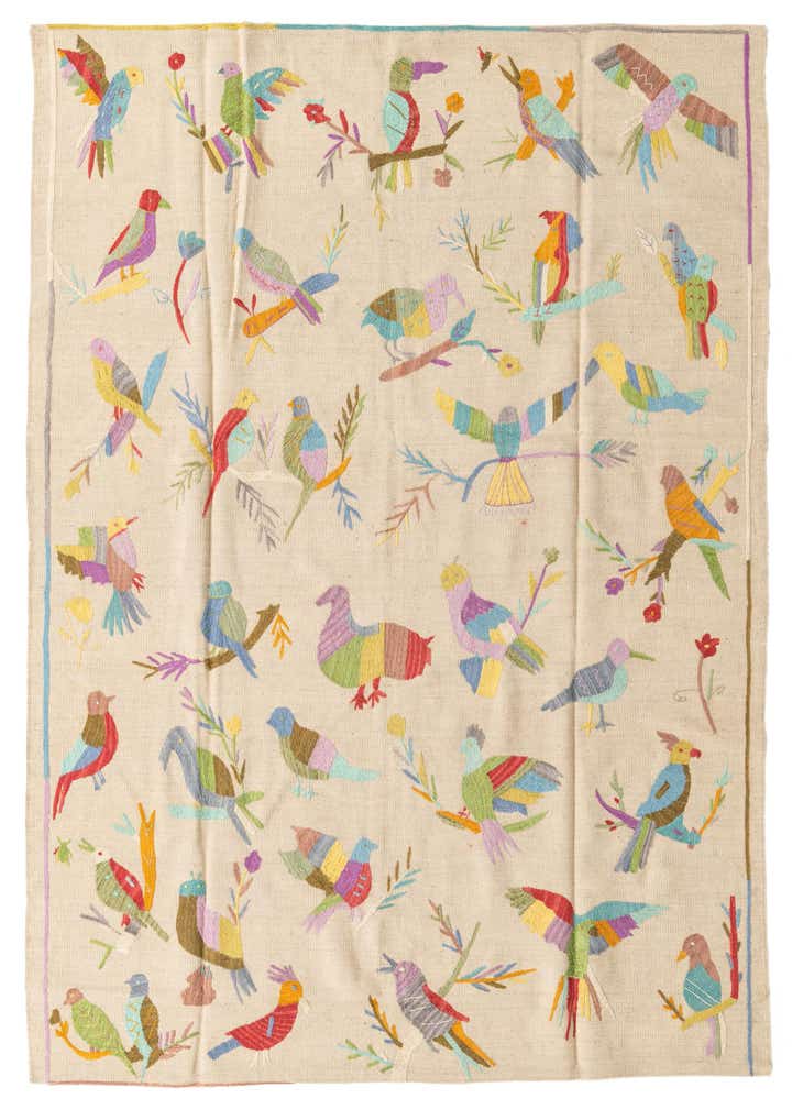 5' 6 x 6' 6 Hand Woven Kilim Suzani Wool Square Rug