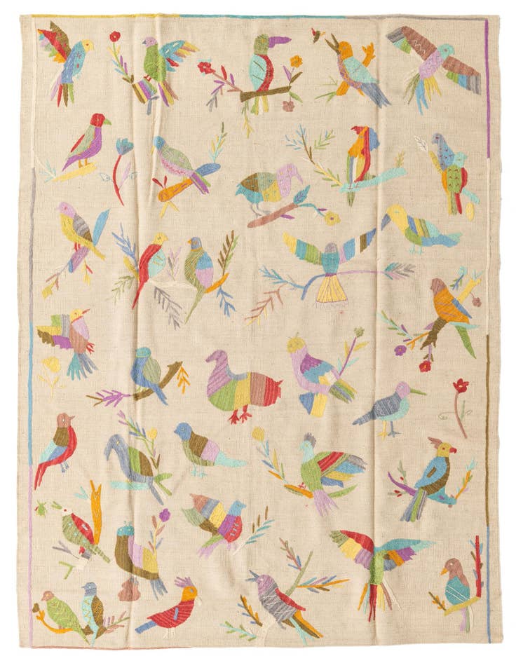 Detail image of 5' 6 x 6' 6 Hand Woven Kilim Suzani Wool Square Rug