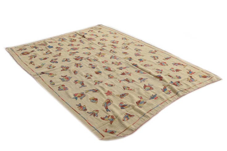 Detail image of 6' x 7' 7 Hand Woven Kilim Suzani Wool Square Rug