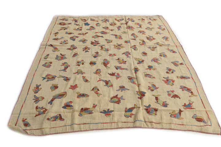 6' x 7' 7 Hand Woven Kilim Suzani Wool Square Rug