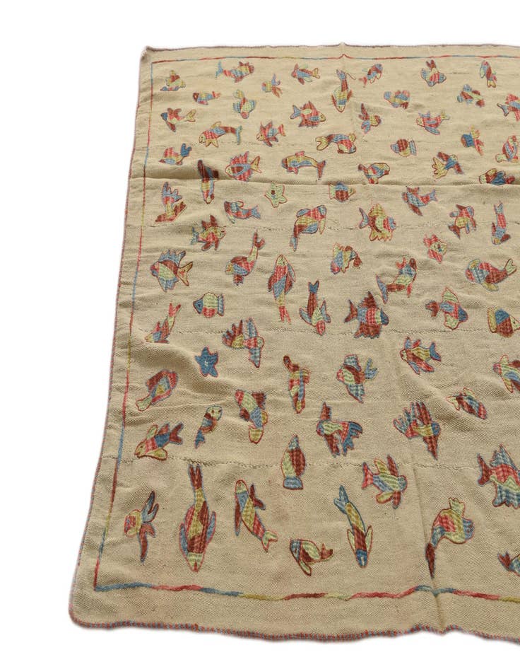 Detail image of 6' x 7' 7  Hand Woven Kilim Suzani Wool Square Rug