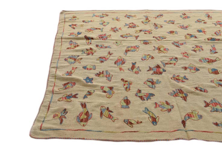 Detail image of 6' x 7' 7 Hand Woven Kilim Suzani Wool Square Rug