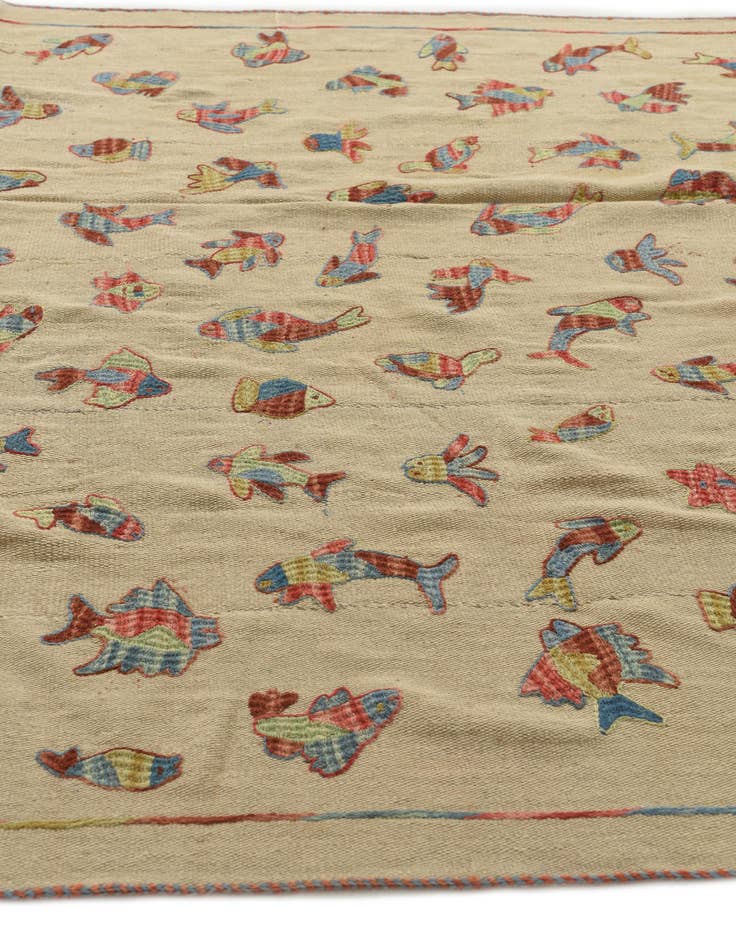 Detail image of 6' x 7' 7  Hand Woven Kilim Suzani Wool Square Rug