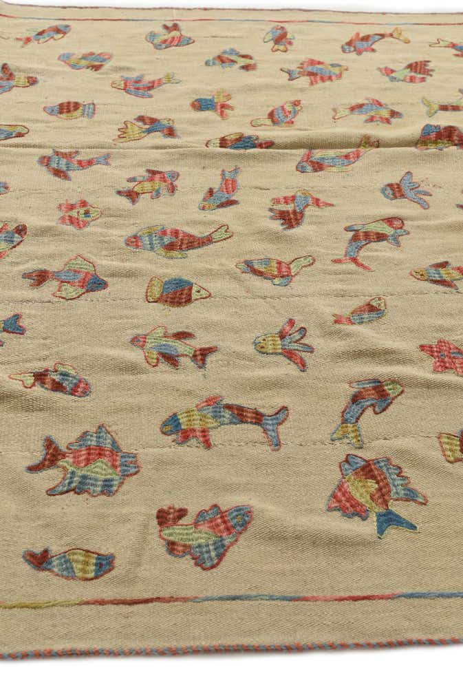 6' x 7' 7 Hand Woven Kilim Suzani Wool Square Rug