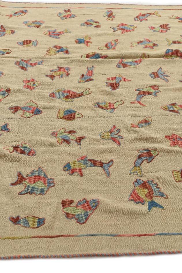 Detail image of 6' x 7' 7 Hand Woven Kilim Suzani Wool Square Rug