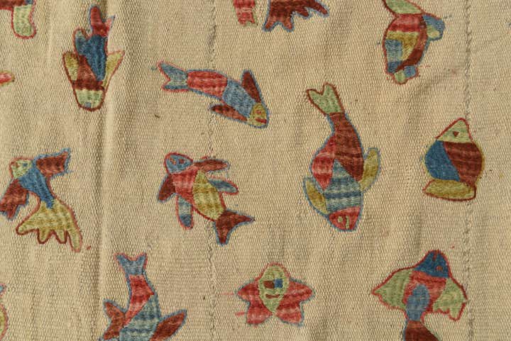 6' x 7' 7 Hand Woven Kilim Suzani Wool Square Rug