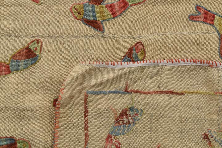 6' x 7' 7 Hand Woven Kilim Suzani Wool Square Rug