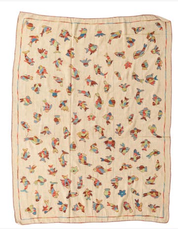 6' x 7' 7 Hand Woven Kilim Suzani Wool Square Rug