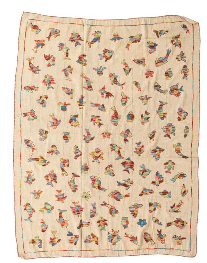 6' x 7' 7 Hand Woven Kilim Suzani Wool Square Rug