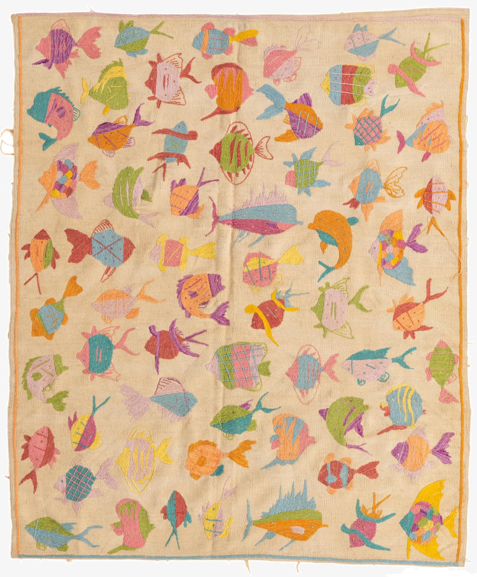 5' x 5' 10  Hand Woven Kilim Suzani Wool Square Rug