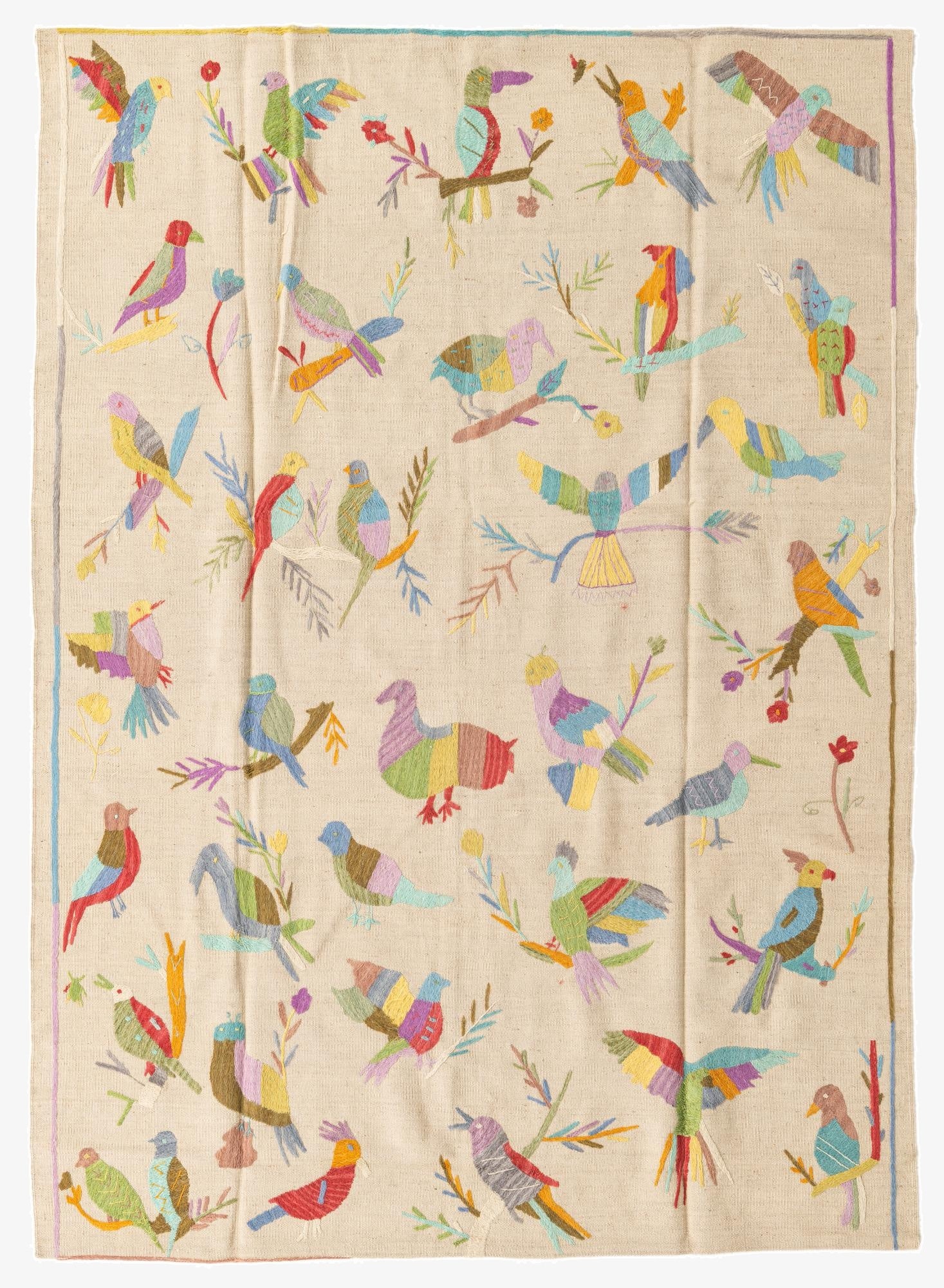 5' 6 x 6' 6  Hand Woven Kilim Suzani Wool Square Rug