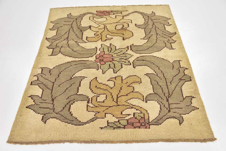 4' 5 x 5' 2 Hand Knotted Oushak Wool Square Rug
