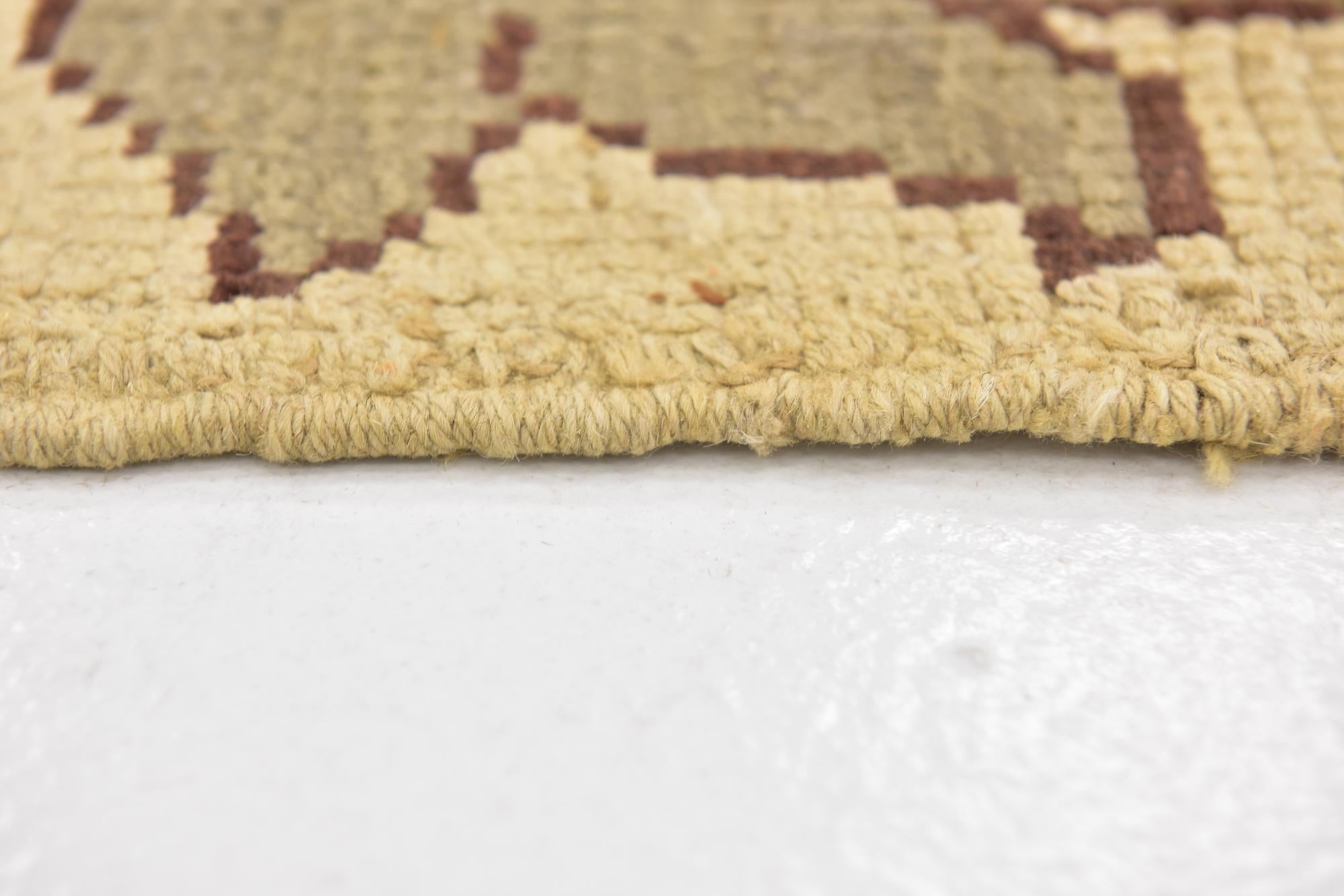 4' 5 x 5' 2 Hand Knotted Oushak Wool Square Rug