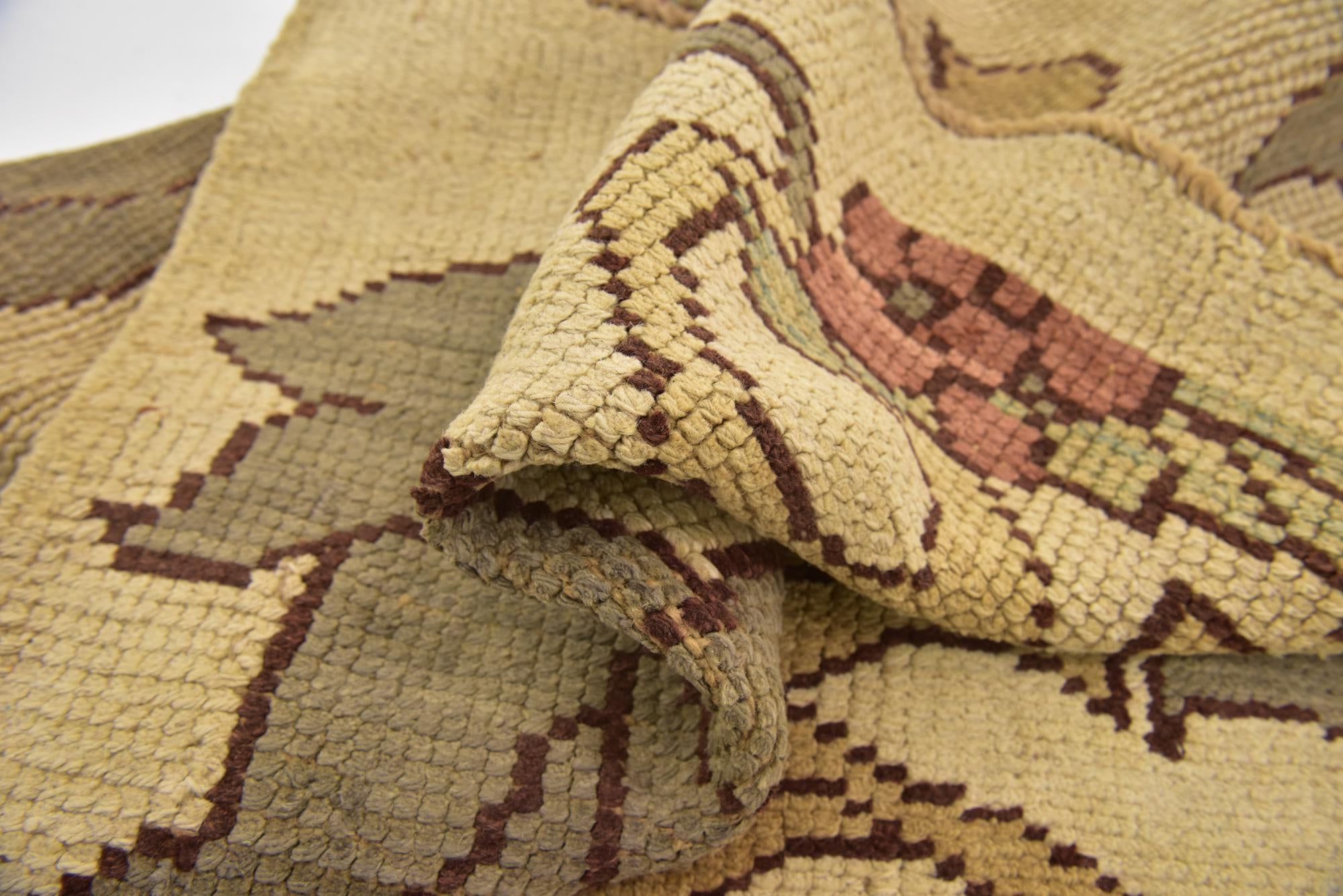 4' 5 x 5' 2 Hand Knotted Oushak Wool Square Rug