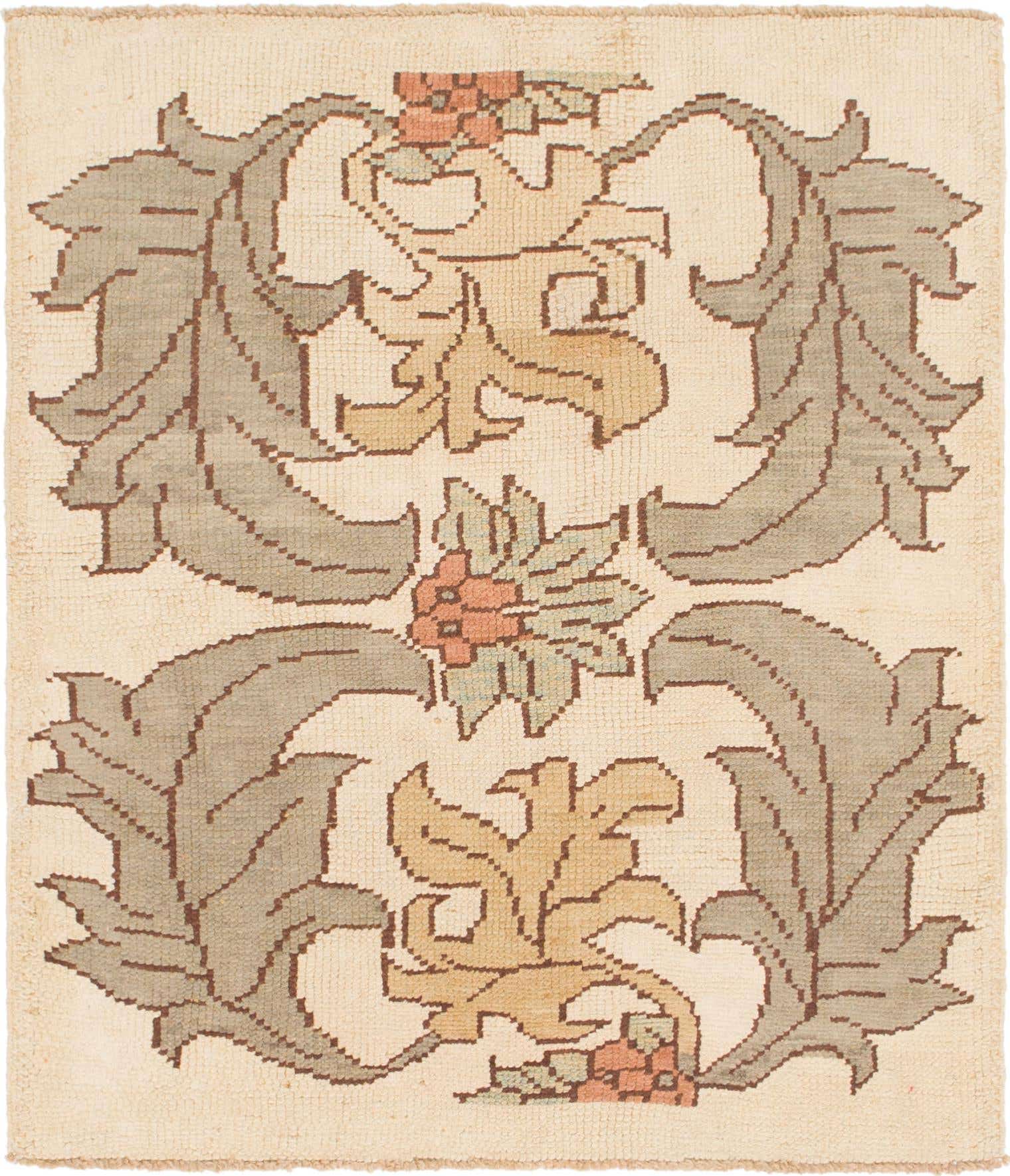 4' 5 x 5' 2 Hand Knotted Oushak Wool Square Rug