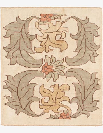 4' 5 x 5' 2 Hand Knotted Oushak Wool Square Rug