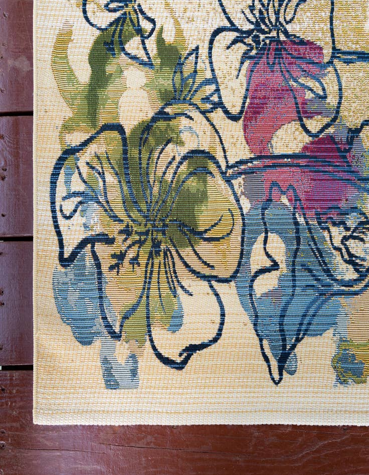 Detail image of 6' x 6'  Washable Botanical Indoor / Outdoor Square Rug