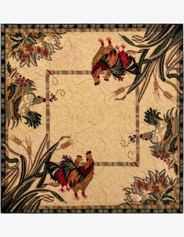 Cream Pastoral Square Rug