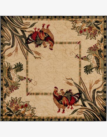 Cream Pastoral Square Rug