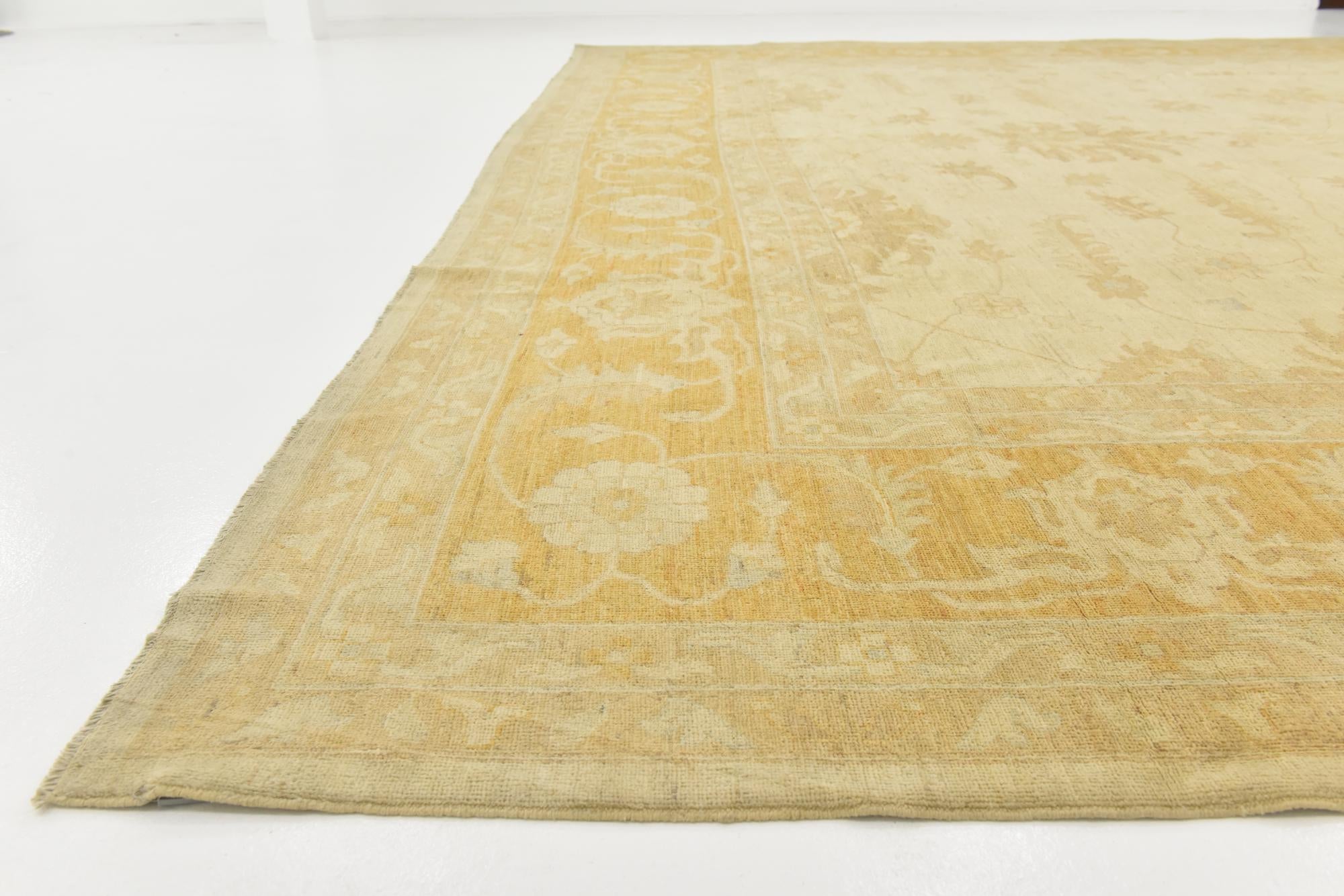 13' 10 x 14' 8 Hand Knotted Peshawar Ziegler Square Rug