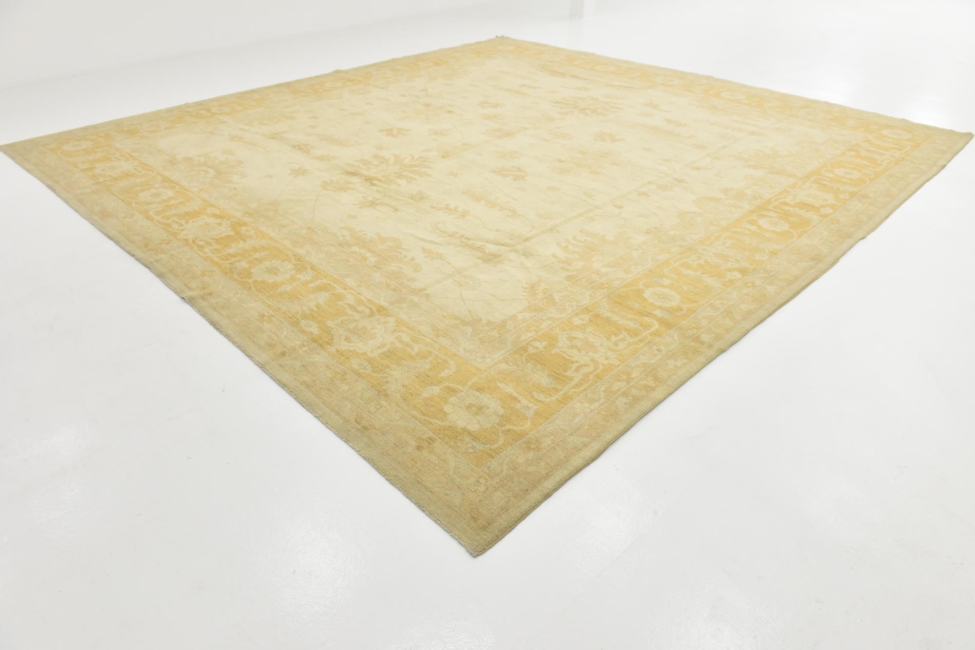 13' 10 x 14' 8 Hand Knotted Peshawar Ziegler Square Rug