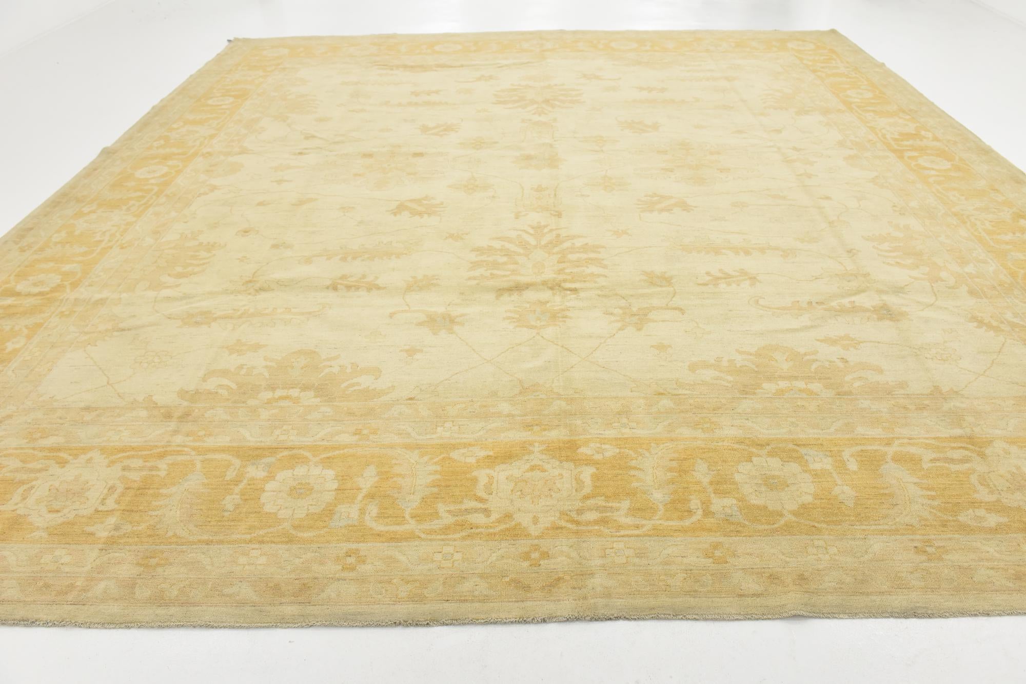 13' 10 x 14' 8 Hand Knotted Peshawar Ziegler Square Rug