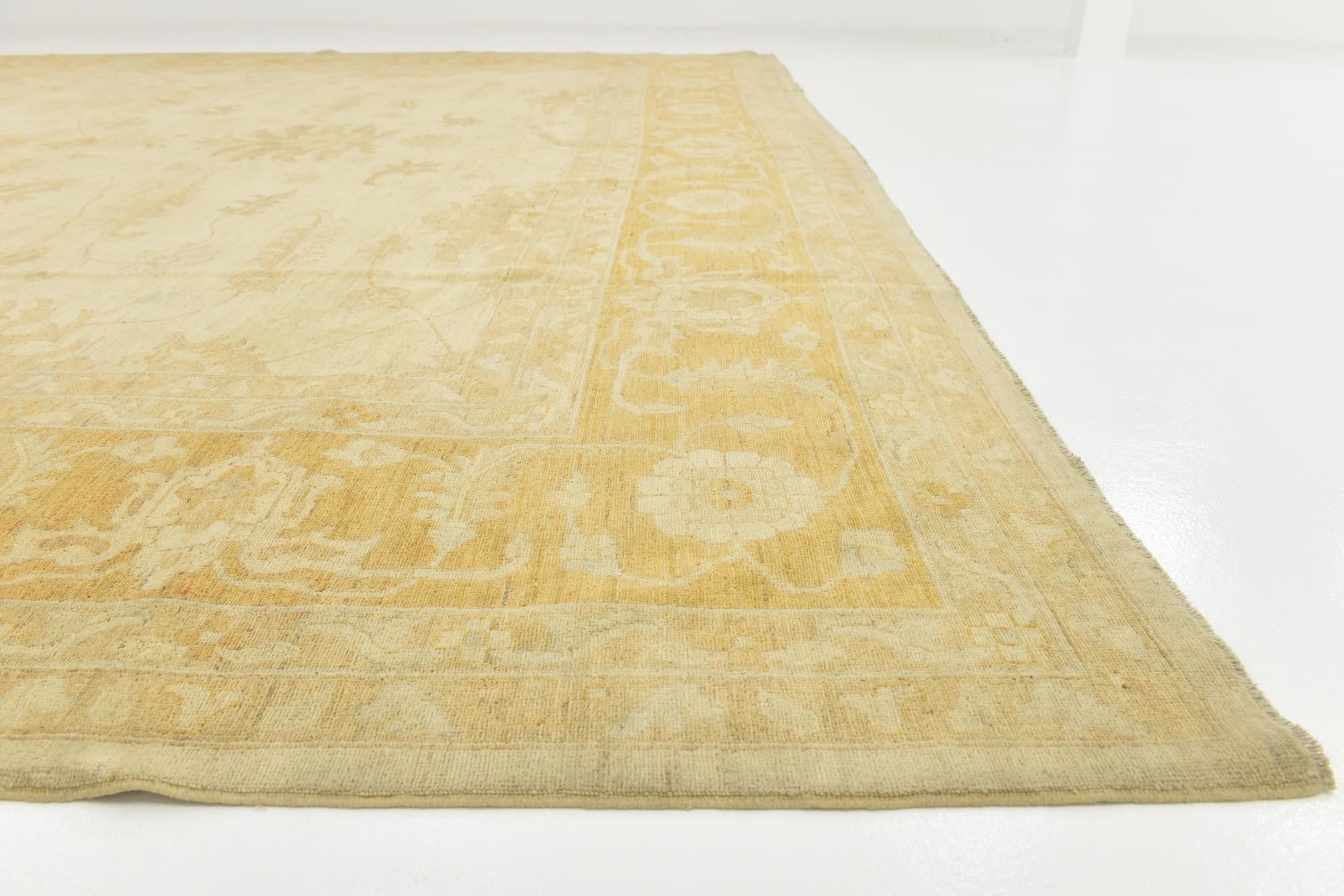 13' 10 x 14' 8 Hand Knotted Peshawar Ziegler Square Rug