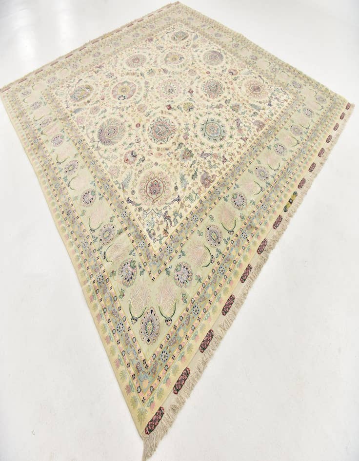 Detail image of 11' 3 x 11' 6 Hand Knotted Tabriz Persian Square Rug