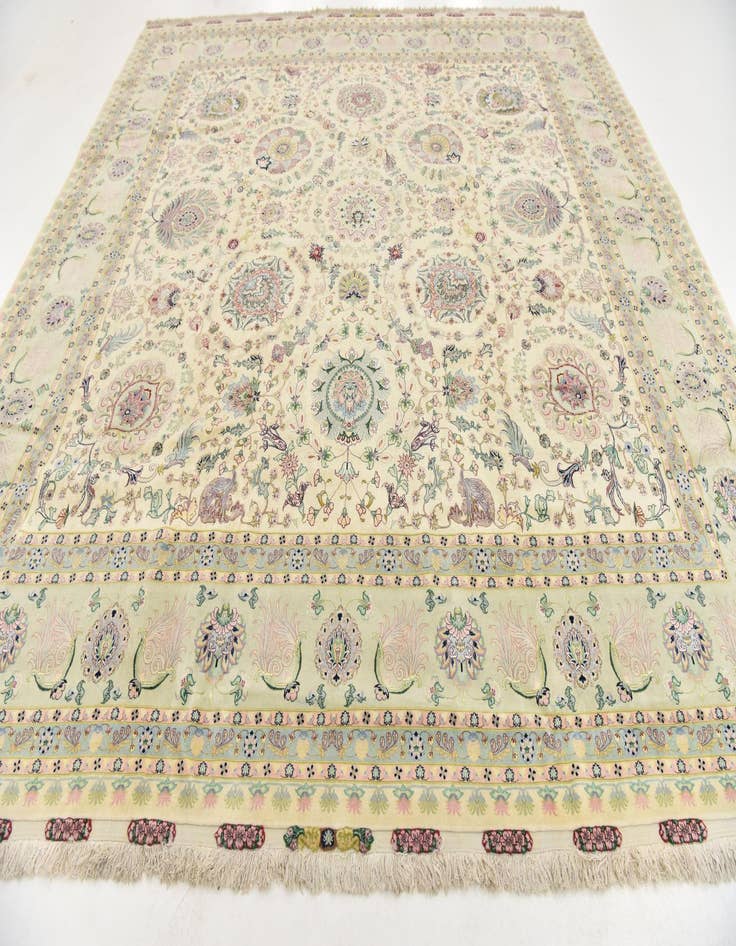 Detail image of 11' 3 x 11' 6 Hand Knotted Tabriz Persian Square Rug