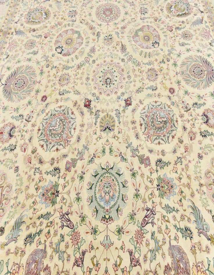 Detail image of 11' 3 x 11' 6 Hand Knotted Tabriz Persian Square Rug