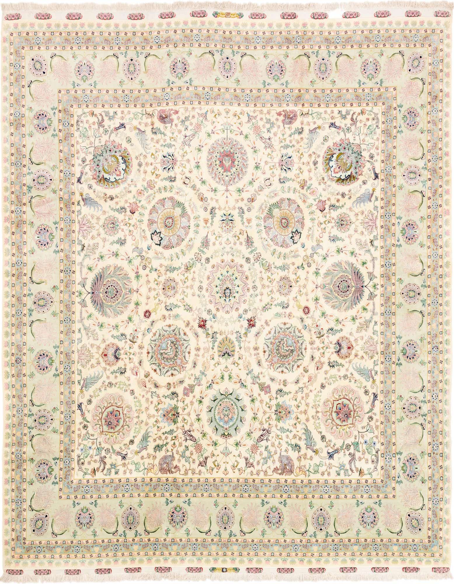 11' 3 x 11' 6 Hand Knotted Tabriz Persian Square Rug