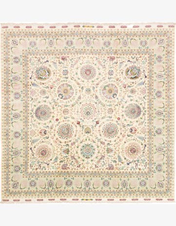 11' 3 x 11' 6 Hand Knotted Tabriz Persian Square Rug