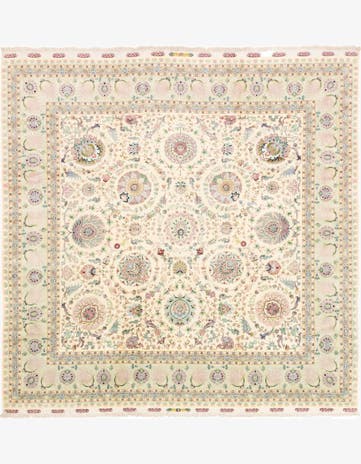 11' 3 x 11' 6 Hand Knotted Tabriz Persian Square Rug