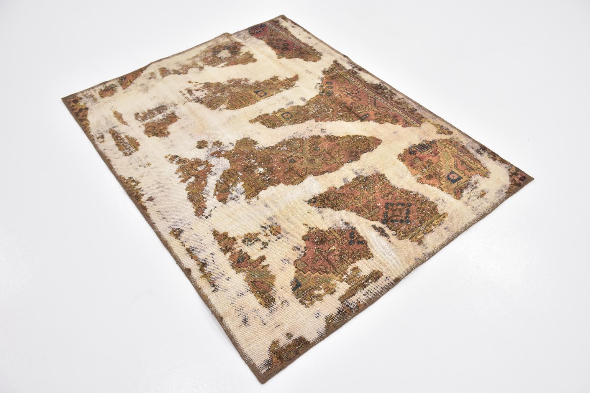 4' x 5' 2 Hand Knotted Ultra Vintage Persian Wool Square Rug
