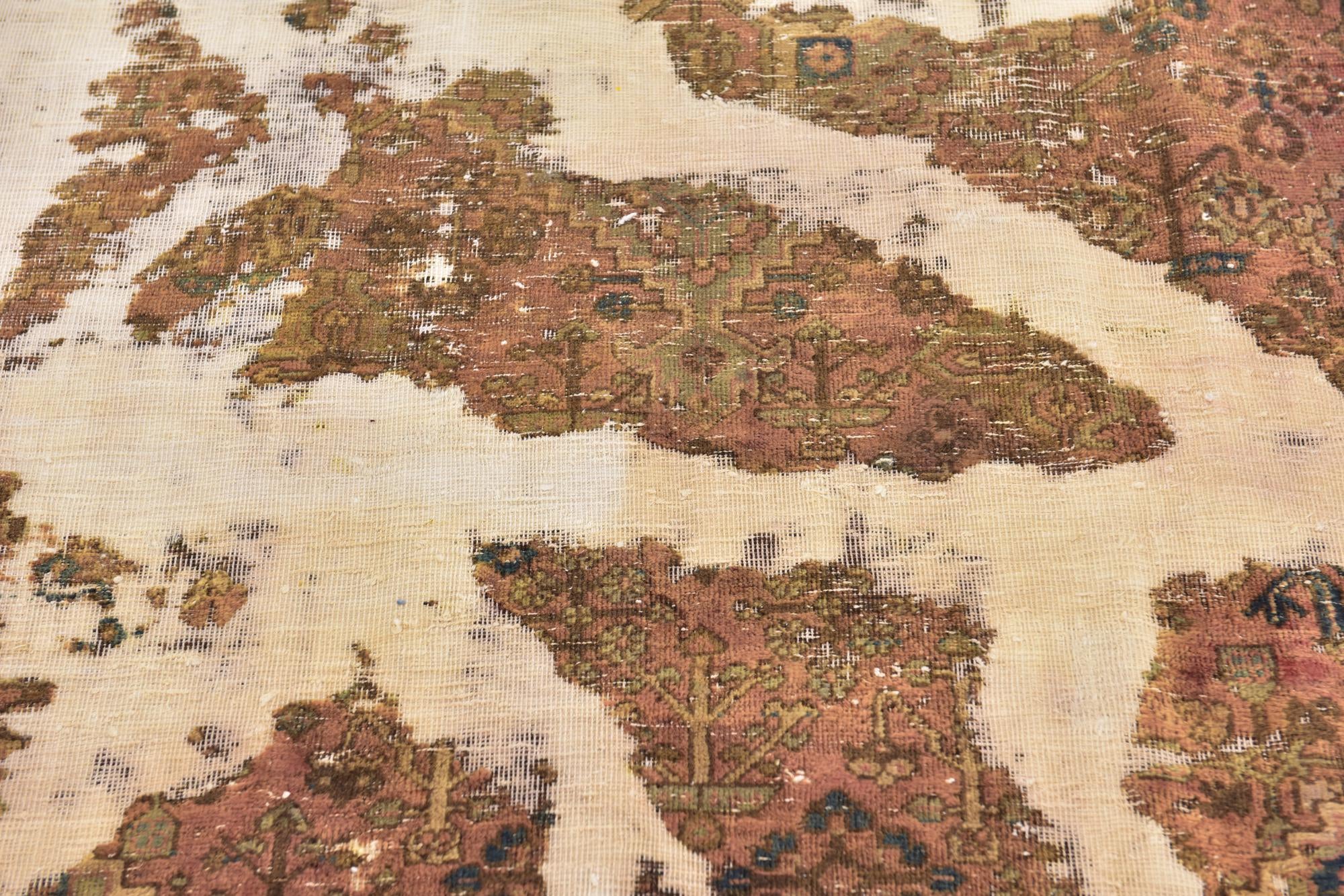 4' x 5' 2 Hand Knotted Ultra Vintage Persian Wool Square Rug